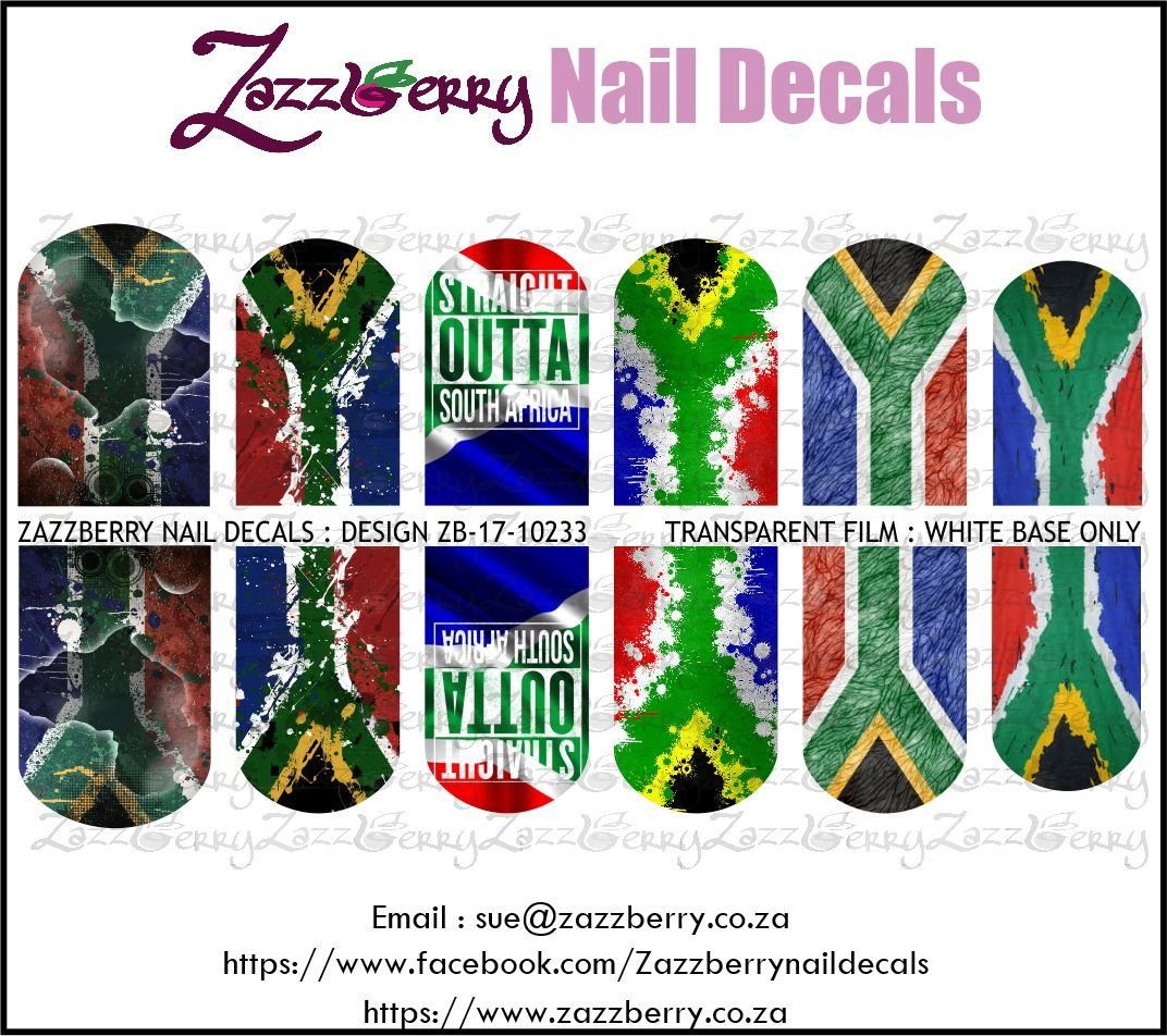 South African Flag Nail Decals Largest Selection of Waterslide Nail
