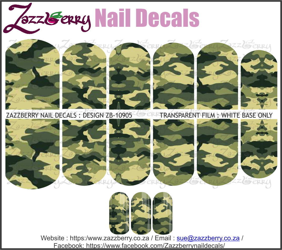 Camo Green II Water Slide Nail Decals Largest Selection of Waterslide