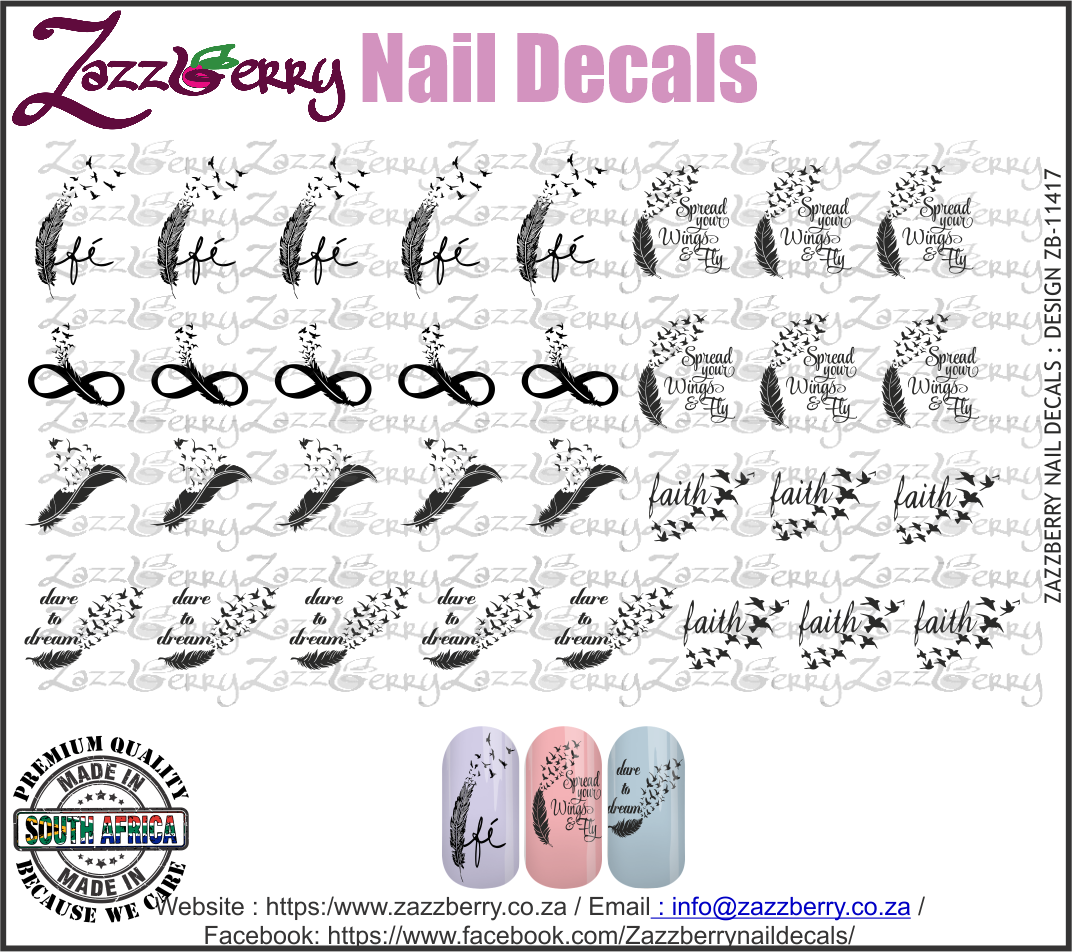 Feathers and Birds Nail Decals Largest Selection of Waterslide Nail