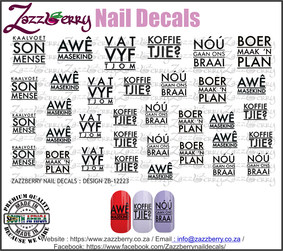 Afrikaans SayingsNail Decals Largest Selection of Waterslide Nail