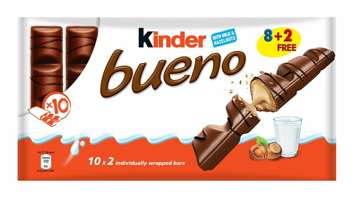* Kinder Bueno Chocolate Bars 2 Pc 20 Count