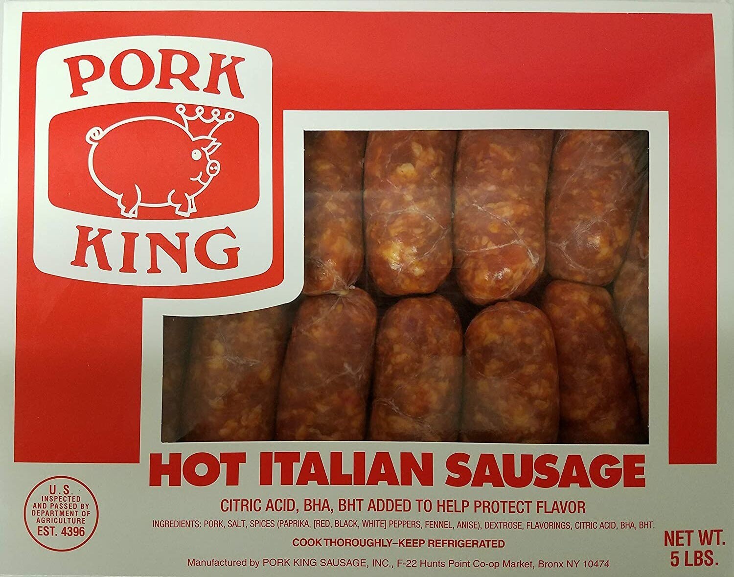 * Pork King Hot Italian Link Sausage 5 Pounds