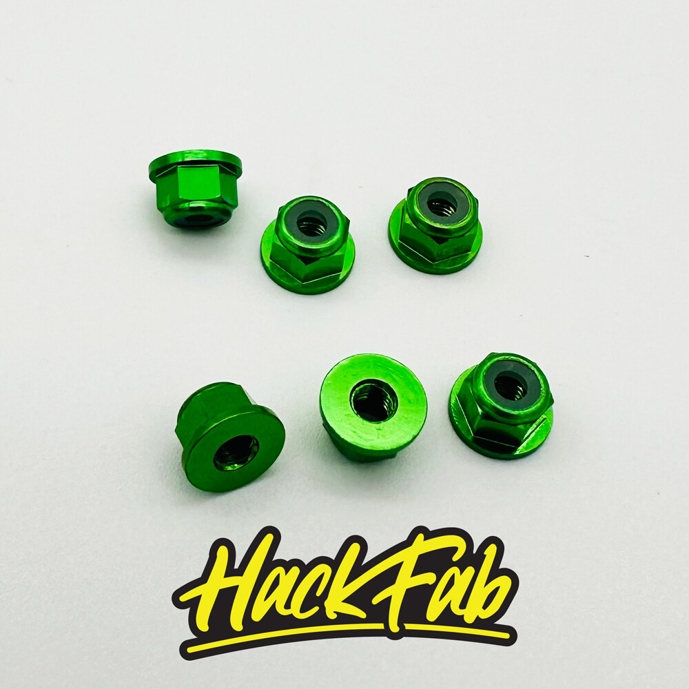 Losi MiniT 2.0/MiniB 3mm Aluminum Flanged Wheel Nuts (6) (Green