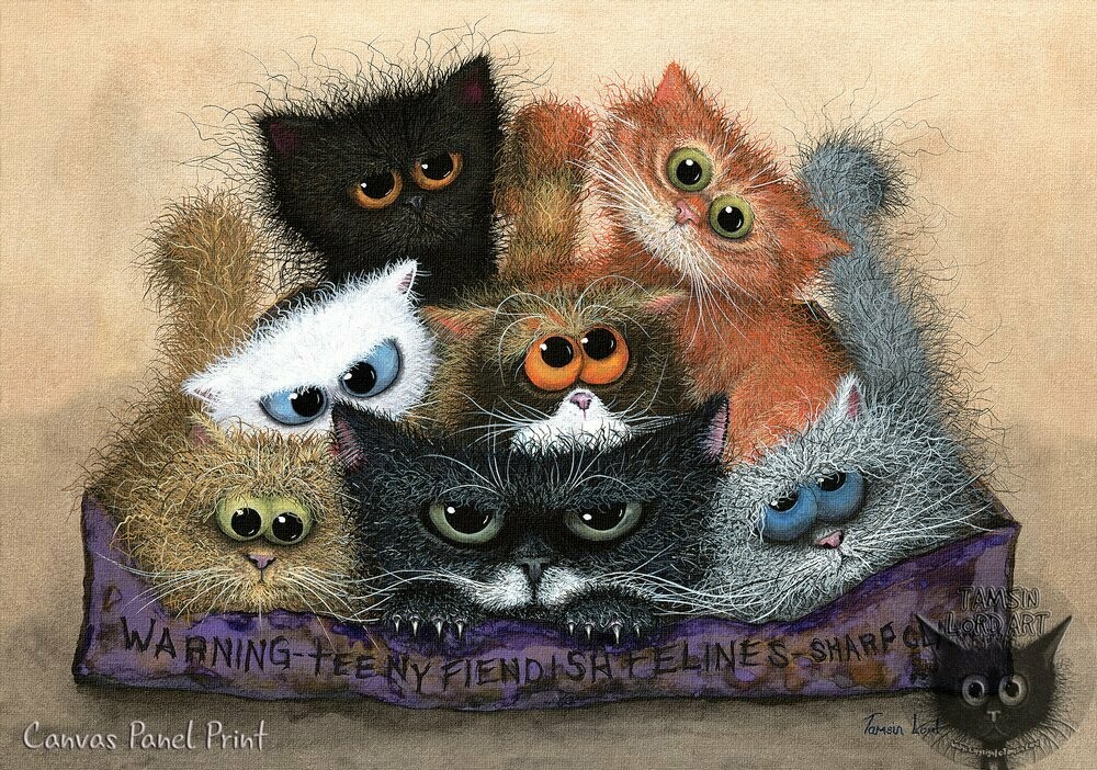 Chocolate Box Teeny Fiendish Felines Art Prints