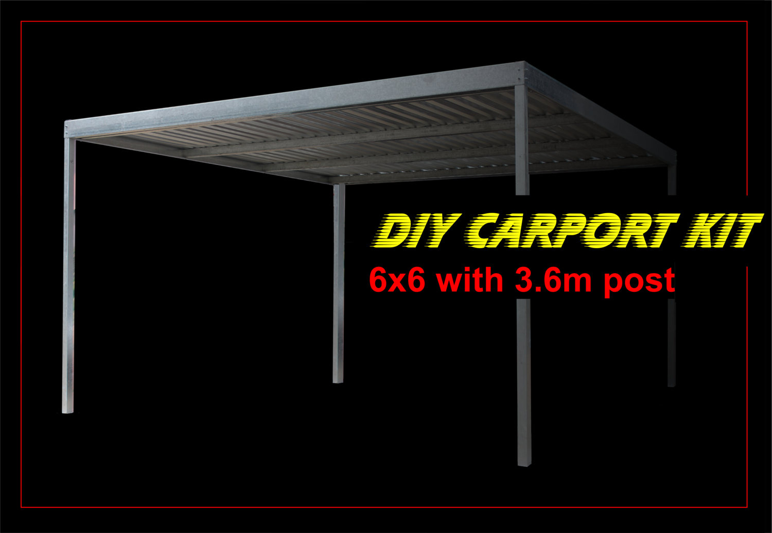 6m X 6m X 3m Galvanised Carport Kit With 3 6m Post