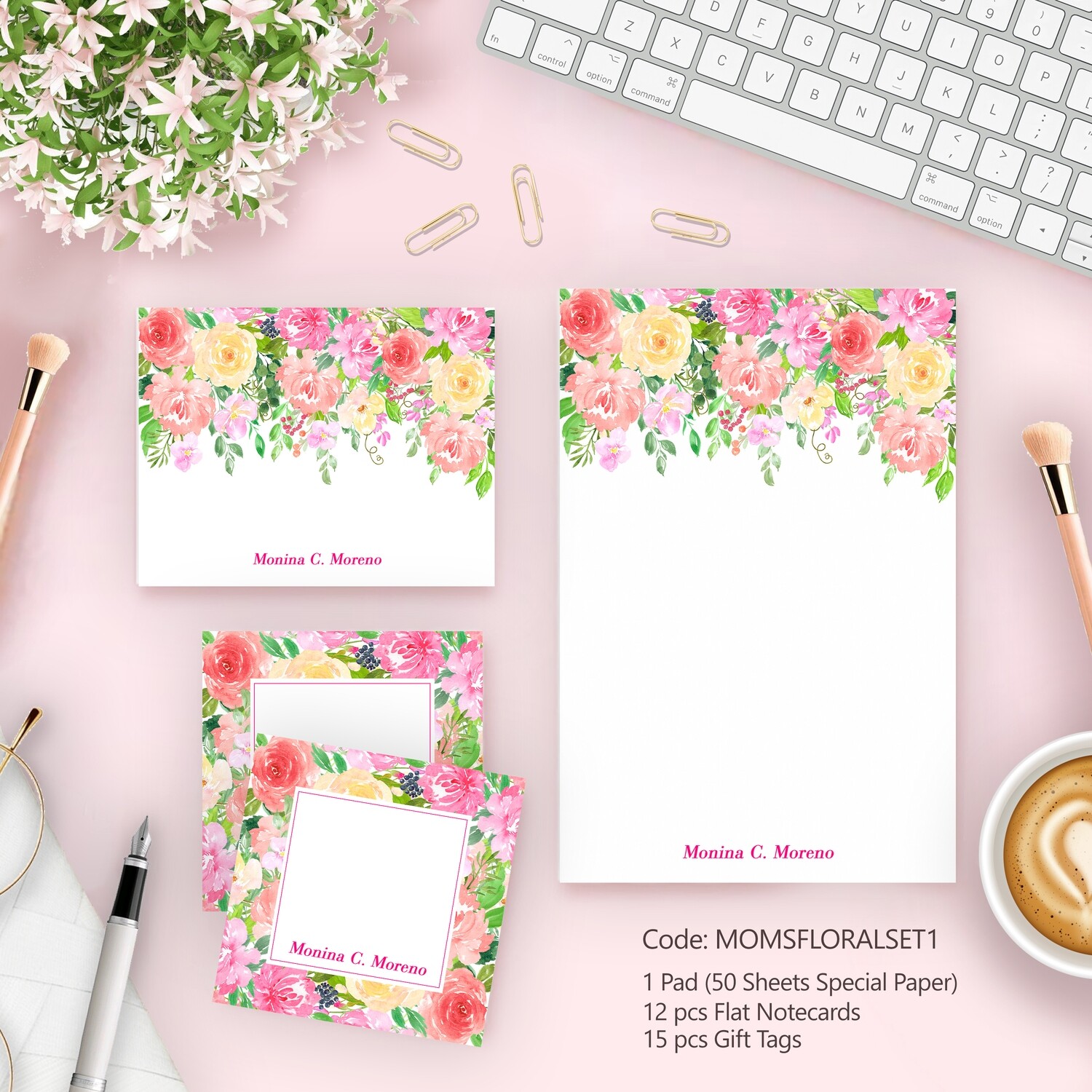 Mother's Day Floral Stationery set