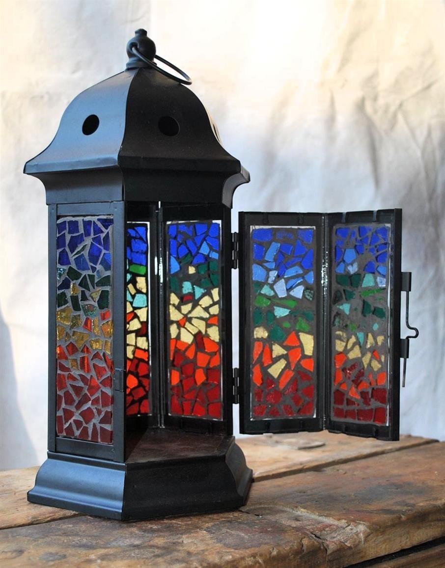 Gazebo Style Stained Glass Lantern