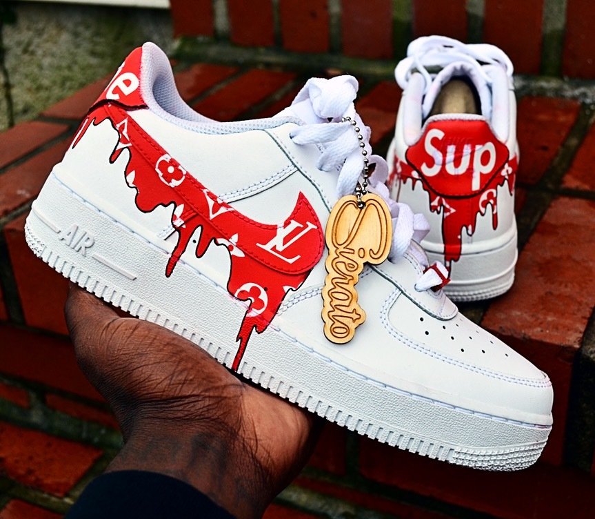 supreme louis vuitton drip air force ones