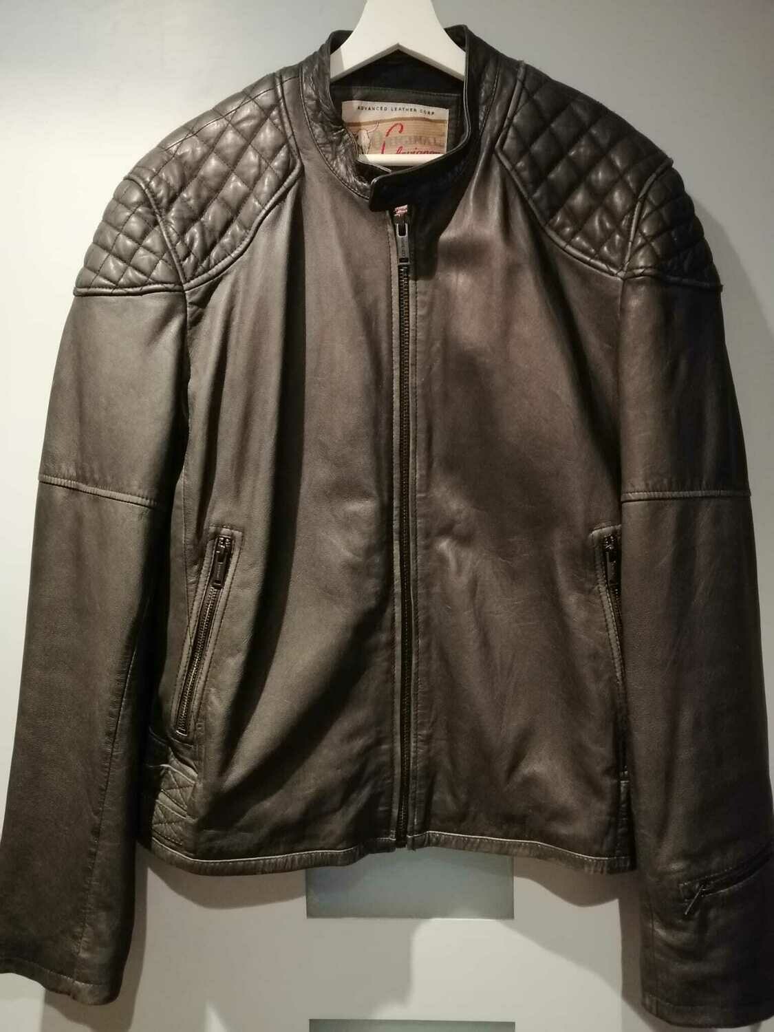 SECOND HAND Men's Original Chevignon Black Leather Jacket Size XL (Big