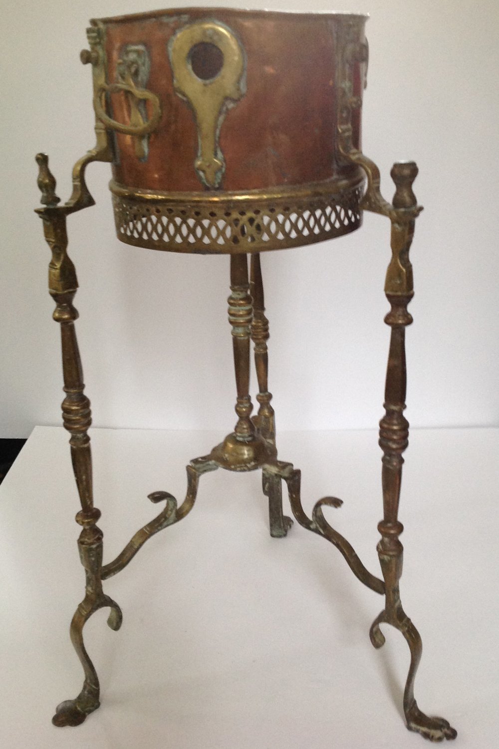 Brass & Copper Plant Stand For Sale