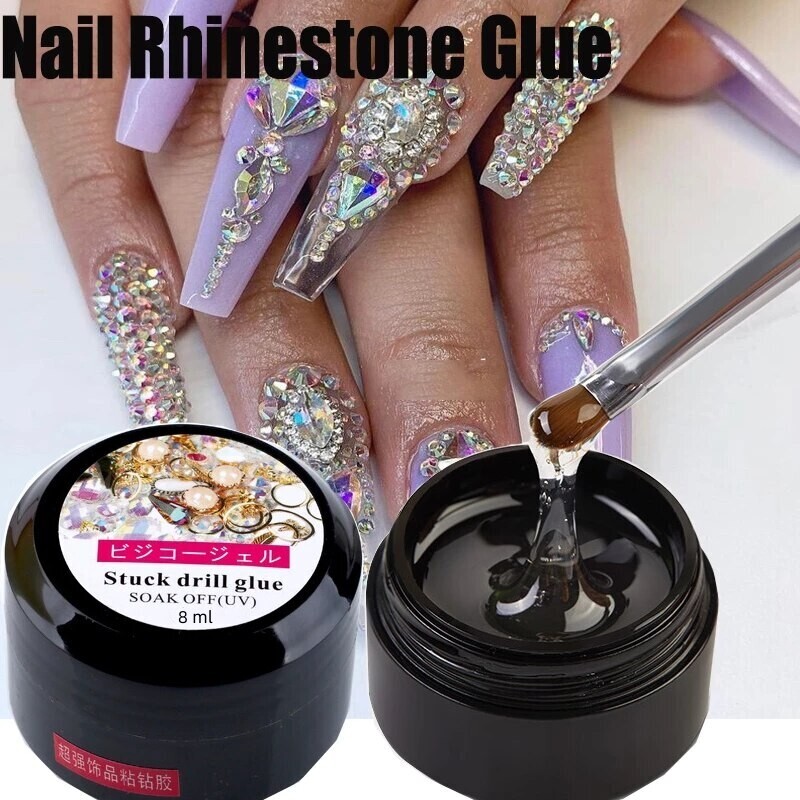 Nail Art Rhinestone Glue Transparent DIY Sticky Lasting UV Gel Jewelry