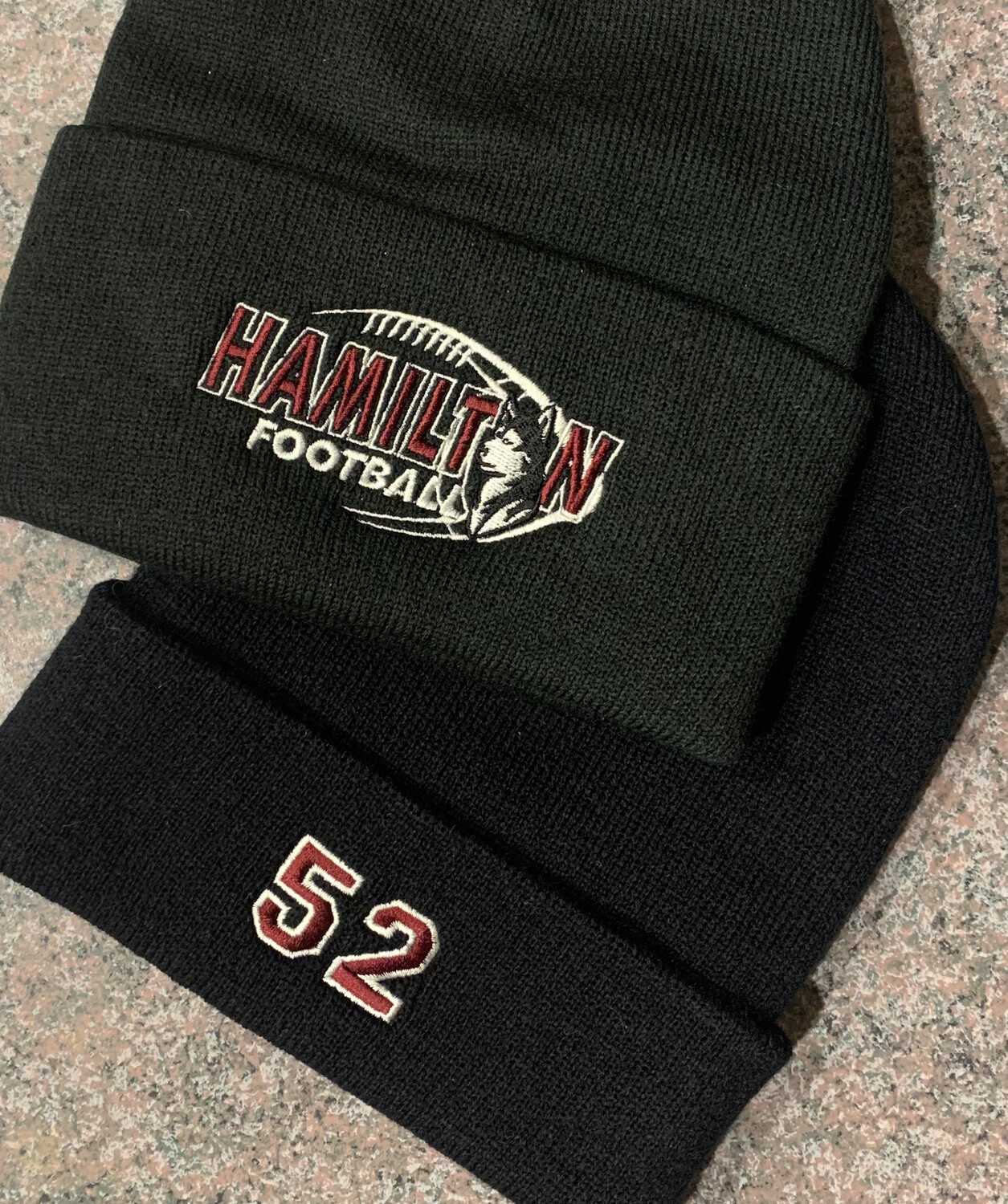 Hamilton Football Beanie in Black