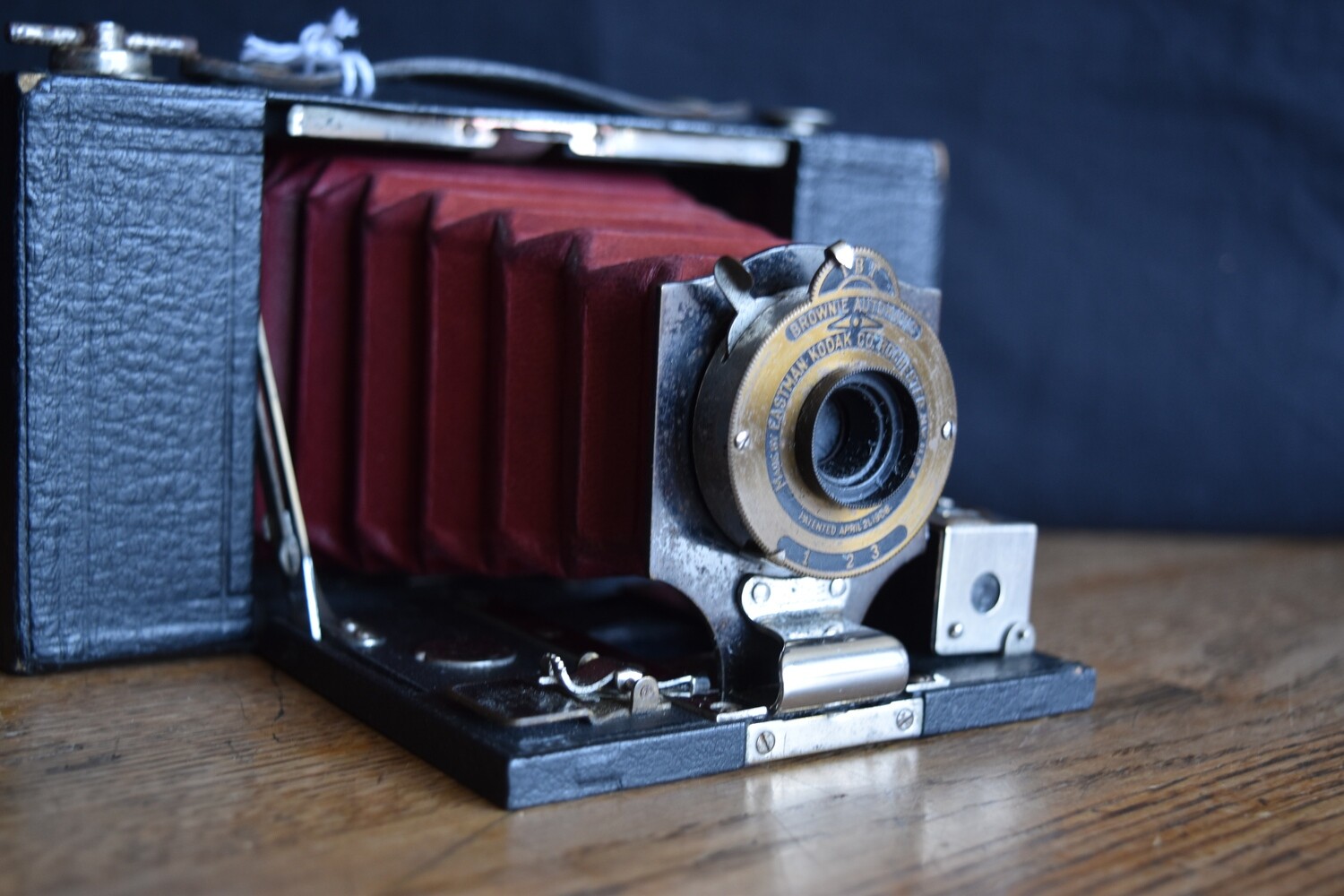 Box Brownie Camera with Red Bellows