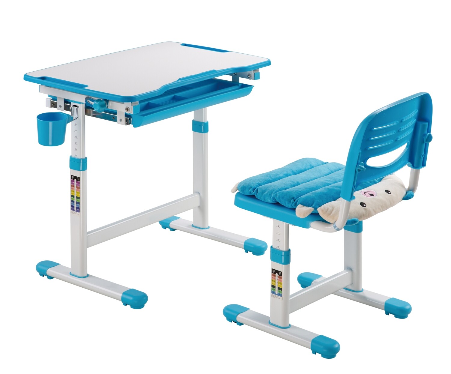 Kids Study Table and Chair with Automatic Height Lock and Tiltable Desk