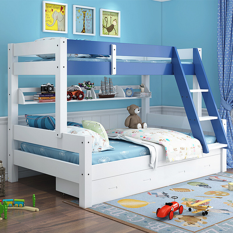 Mandarin Bunk Bed for Kids with Drawer Storage Blue