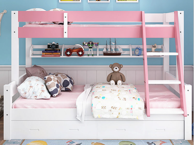 Mandarin Solidwood Bunk Bed for Kids Pink