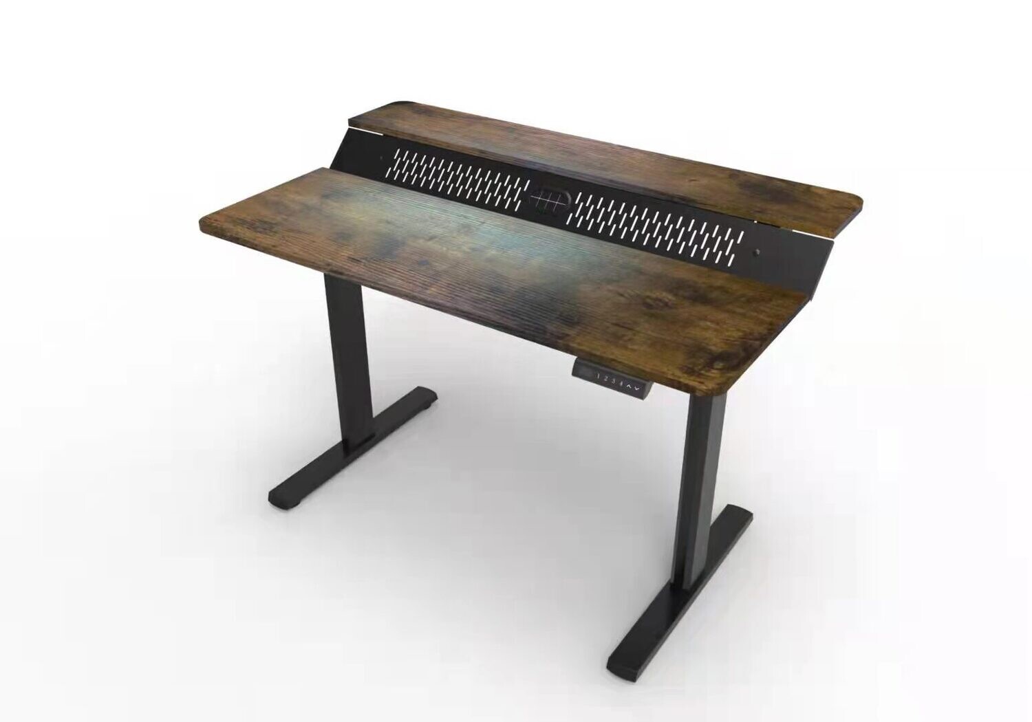 ERGOMATE 2 Tier Sit Stand Desk with USB Charger Port, Cable Manager and