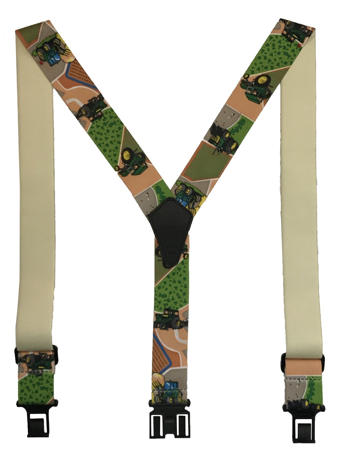 Novelty Perry Suspenders™ Green and Yellow Tractors