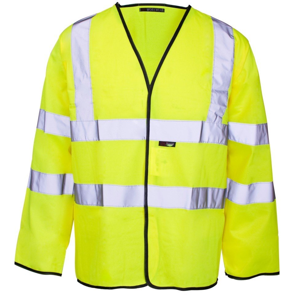Hi Vis Long Sleeved Vest Velcro Yellow