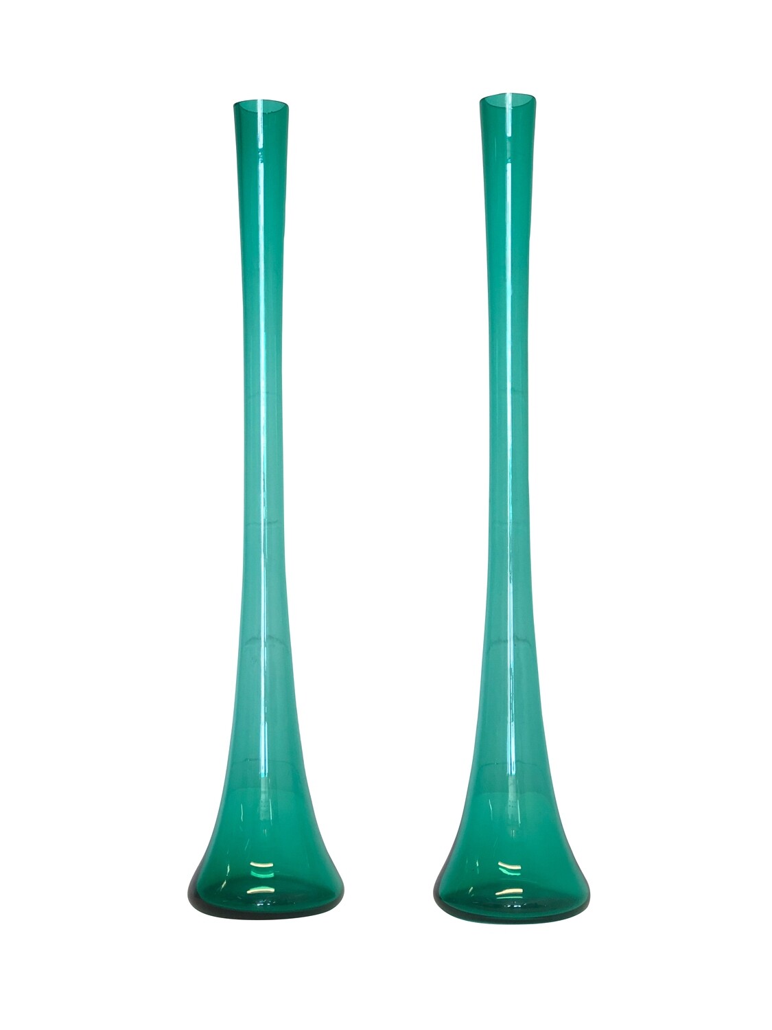 Pair of Extraordinary Teal Colored Glass Vases