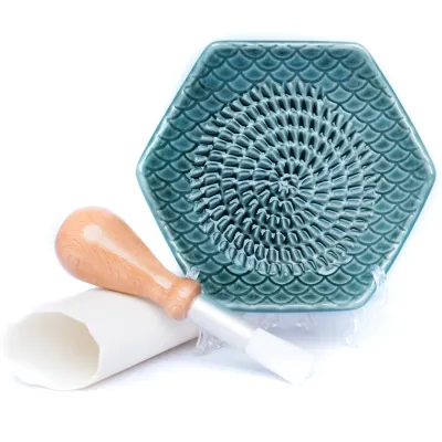 KERAMIK KNOBLAUCHREIBE SET BLAU