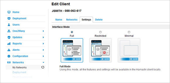Configure settings for individual networks