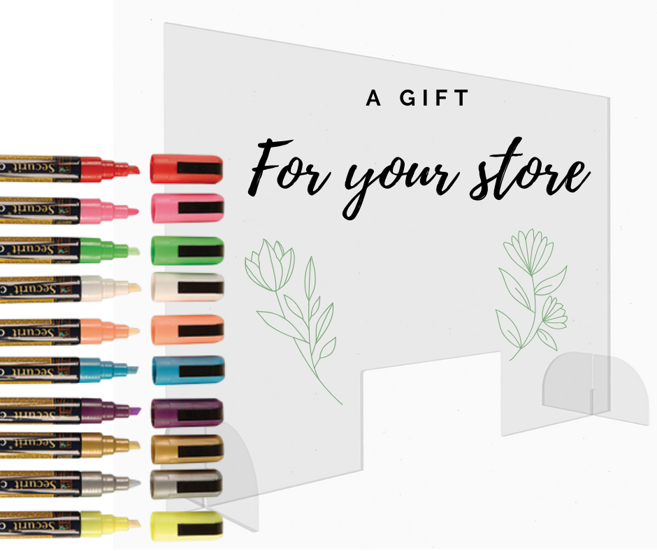 Plexiglas Scherm + Marker Stiften set Store ABC Display