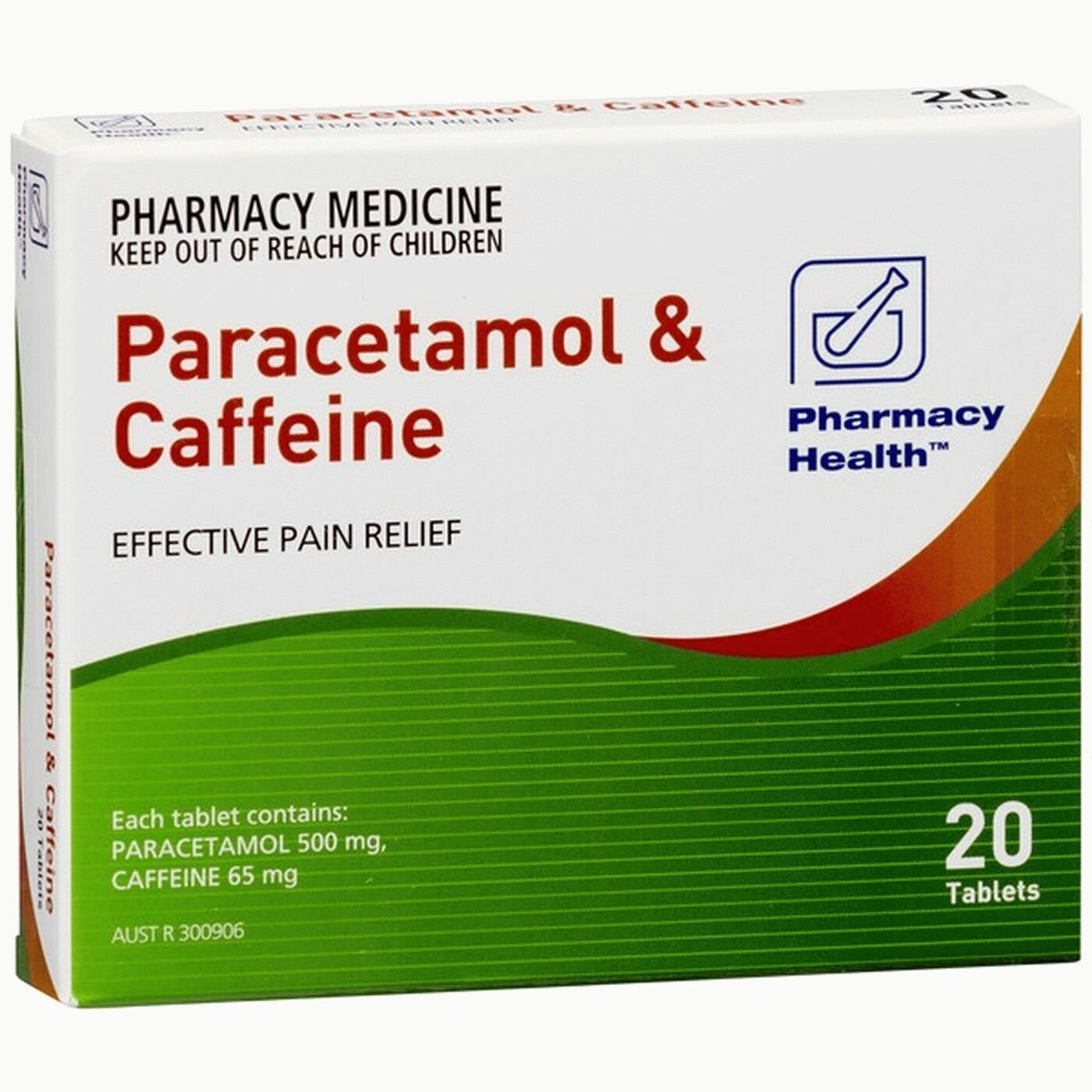 PHARMACY HEALTH PARACETAMOL&CAFFEINE 20 TABLETS S2 TAB X Medicines