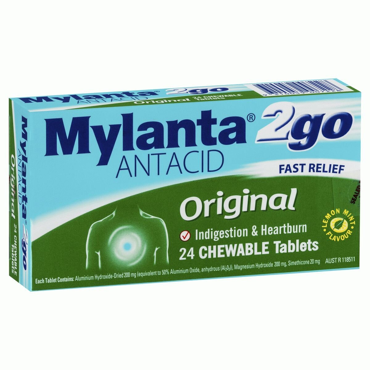 MYLANTA 2GO ORIG CHEW TAB 24 ANTACID ORIGINAL TABLETS 2 GO X CHEWABLE