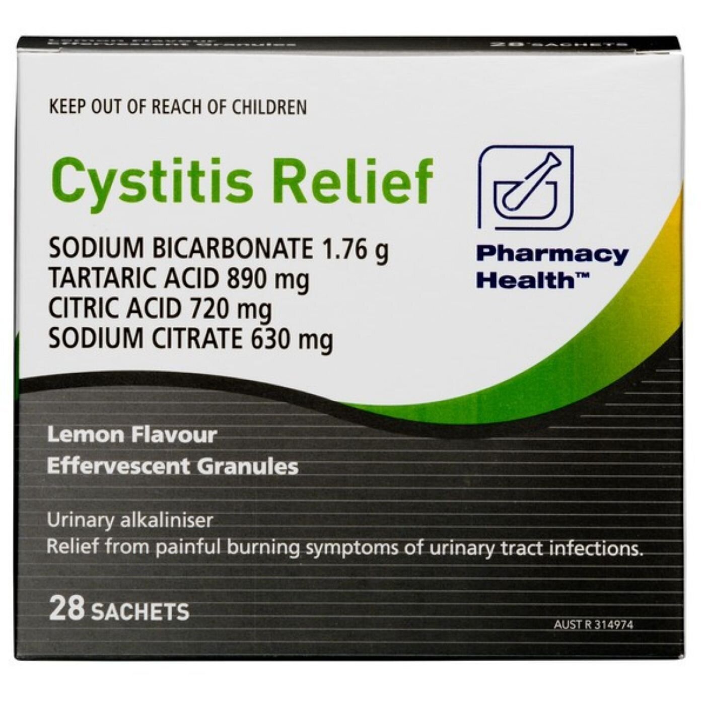 PHARMACY HEALTH CYSTITIS RELIEF 28 SACHETS LEMON Medicines & Treatments