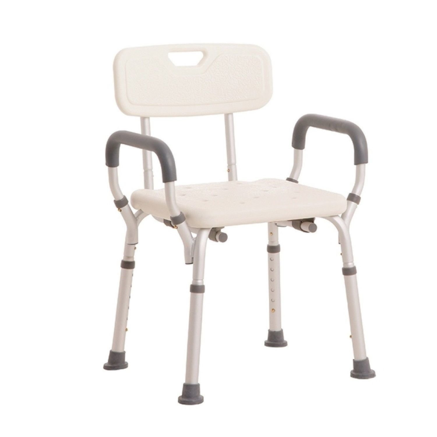 MLE HEIGHT ADJUSTABLE SHOWER CHAIR ALUMINIUM BATHROOM AID WITH BACK ARMS