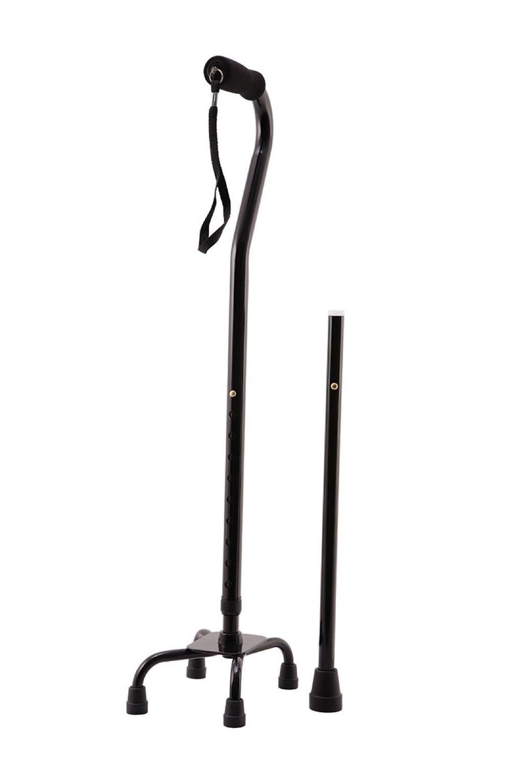 MLE WALKING STICK QUAD CANE COMBO, HEIGHT ADJUSTABLE BLACK