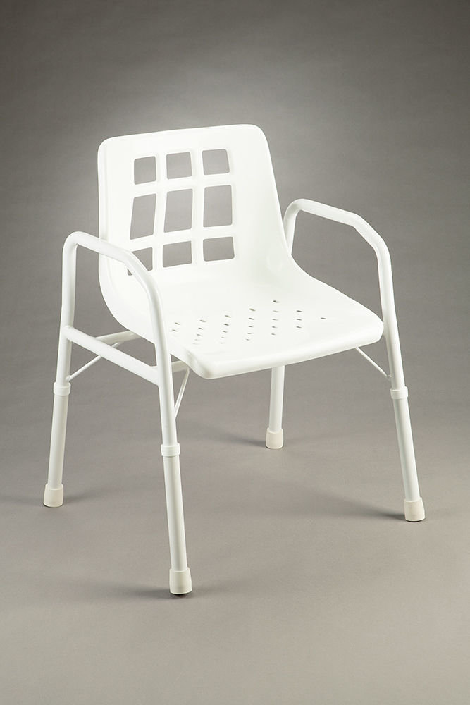 CQ SHOWER CHAIR HEIGHT ADJUSTABLE RUST PROOF ERGONOMIC ANGLED ARMS NON