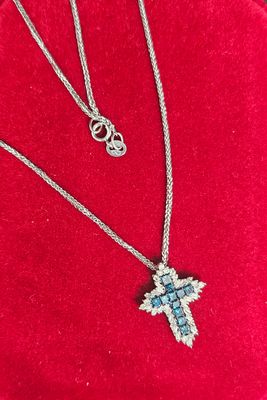 Blue Diamond Cross Necklace