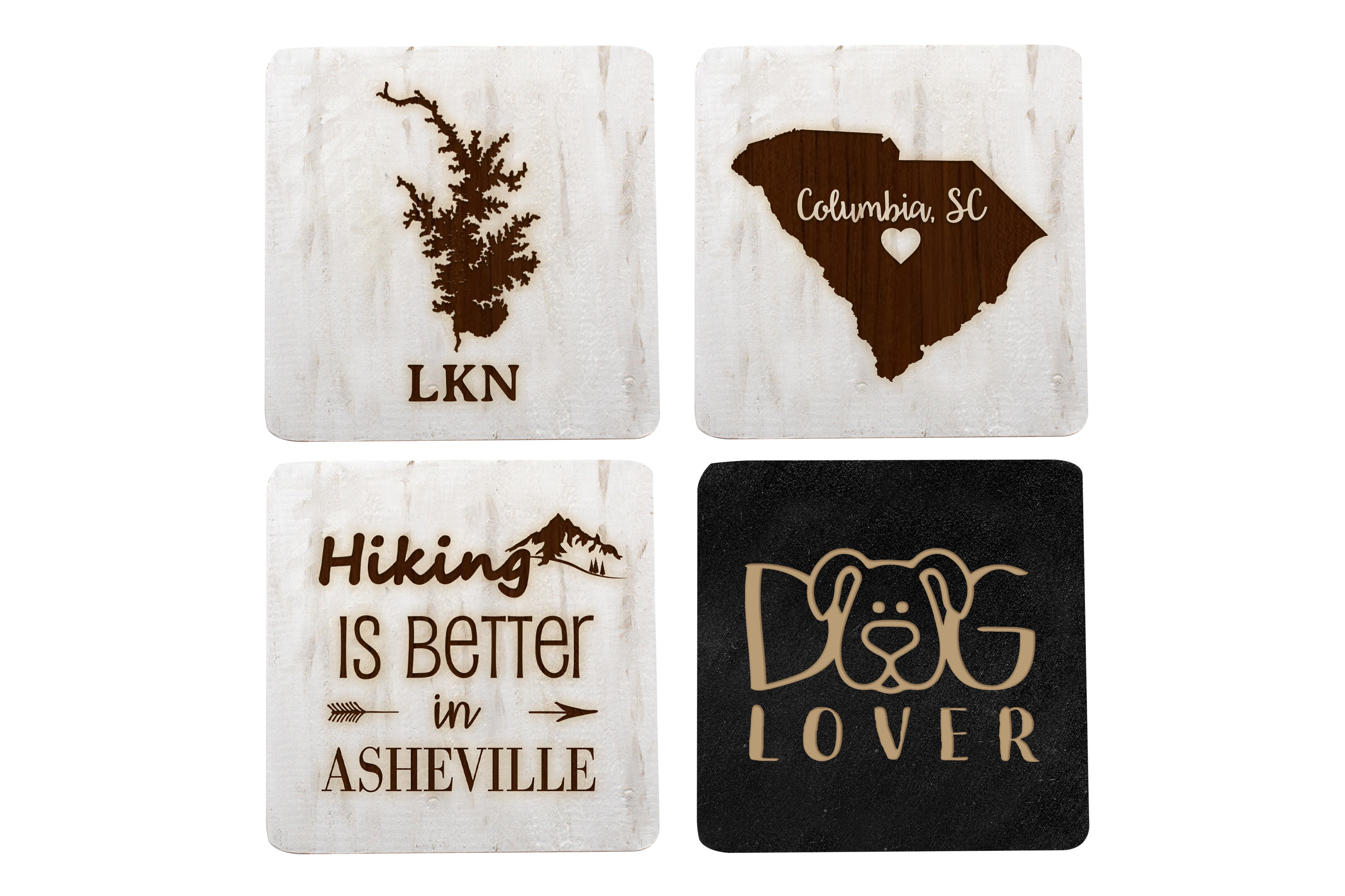 HandPainted Coaster Whitewashed & Black (25 for Set of 4) Store