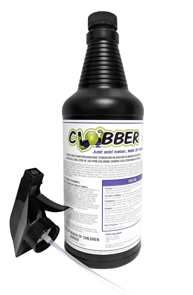 EPA Registered Disinfectant; Selectrocide "Clo2bber 100" 1G = 2L500 FDA, EPA & Health Canada