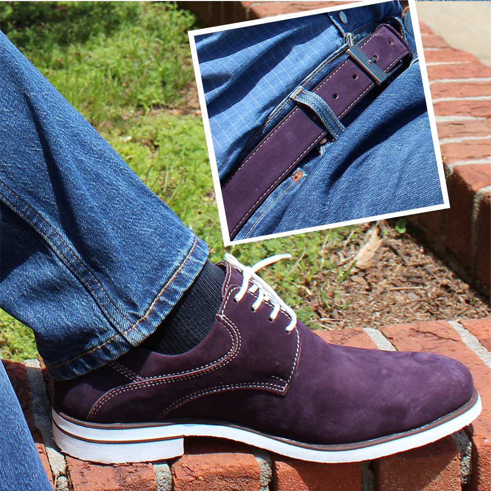 Mens Belt & Shoes Genuine Leather Purple SUGGESTED RETAIL PRICE 75/sets WHOLESALE PRICE 13