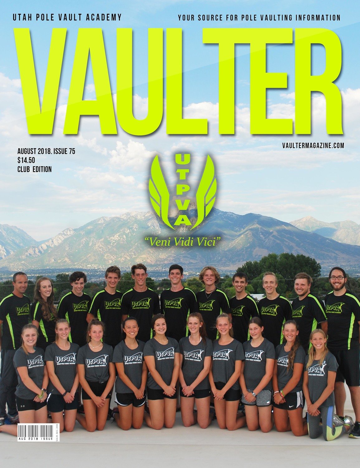 August 2018 Utah Pole Vault Academy Cover of Vaulter Magazine Issue U.S