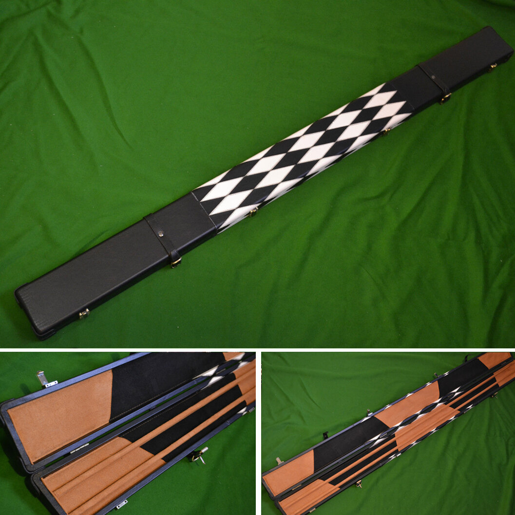 Handmade 1 Piece Wide Snooker Cue Case Black/White (Holds 3 x 1
