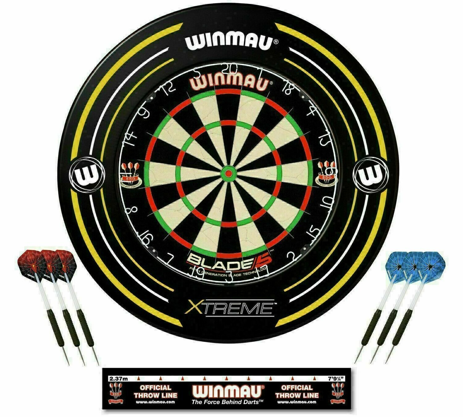 Winmau Blade 5 Dartboard and Xtreme Surround Set with Darts and Oche