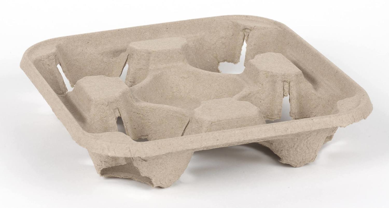 PULP CARRY OUT TRAY MOULDED 4 CUP PAPL211