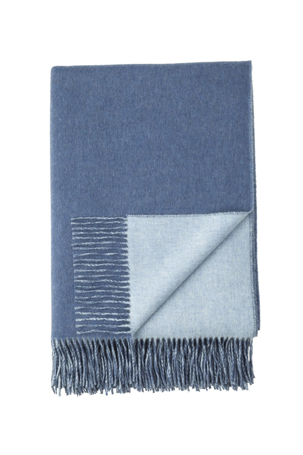 Johnstons of Elgin Reversible Cashmere Throw Denim & Pale Blue