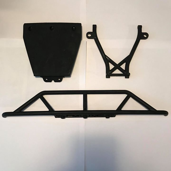 GPM Aluminum Front Bumper & Skid Plate Set For Losi 1/18 Mini-T 2.0 Stadium Truck - 5Pc Red, With D-Rings, Upgraded Parts - View #4