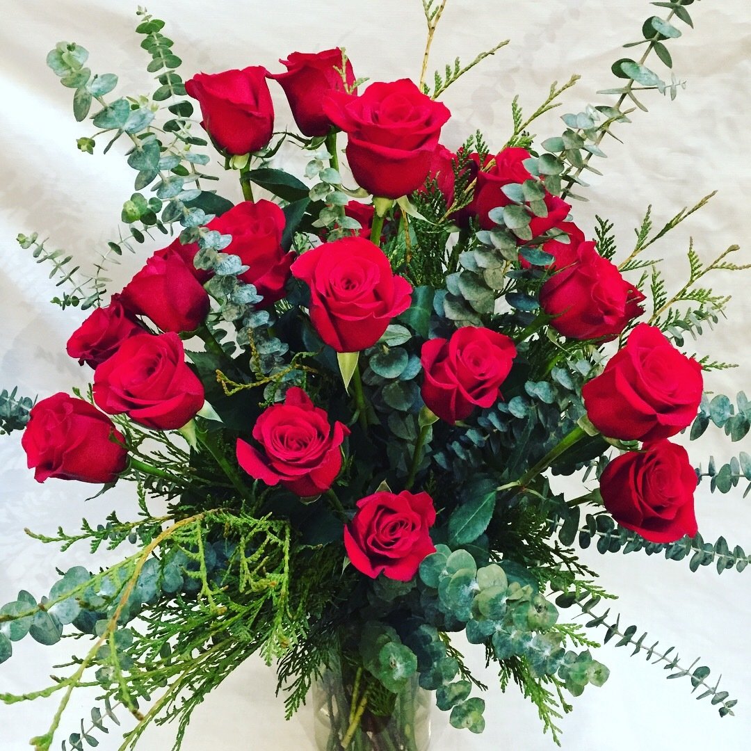 Two Dozen Roses Vase Arranged by Twigs Florist