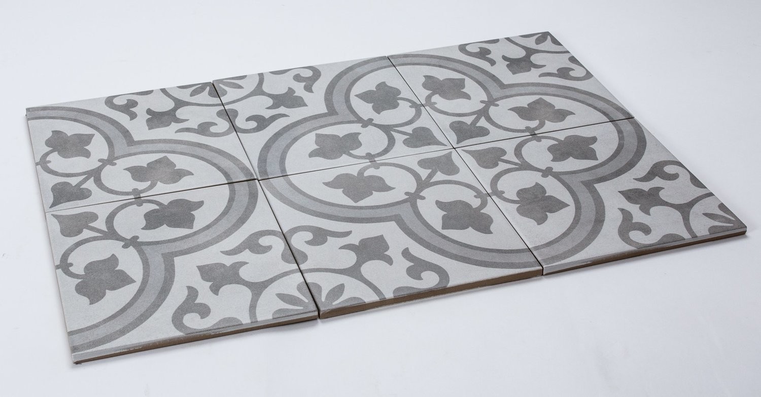 IH40551 Cuban Silver Ornate 223x223x10mm Floor Tile