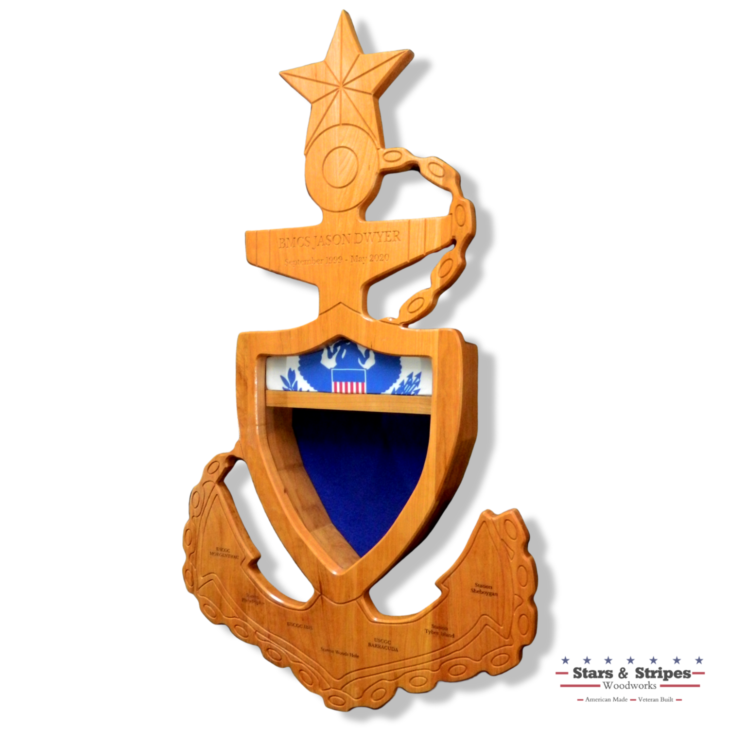 US Coast Guard E7E9 Military Retirement Shadow Box