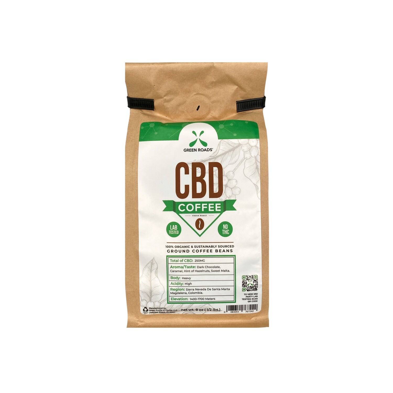 GREEN ROADS CBD ground coffee 8 oz.