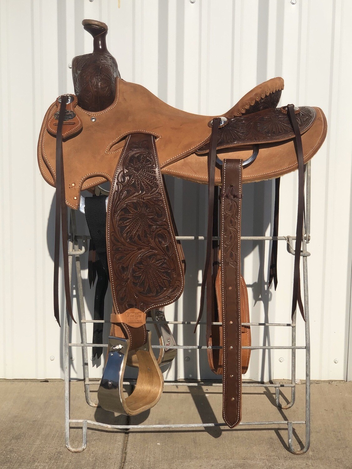 Ranch Saddle Seat Rig Strip Down Roper Poinsettia tooled Chocolate
