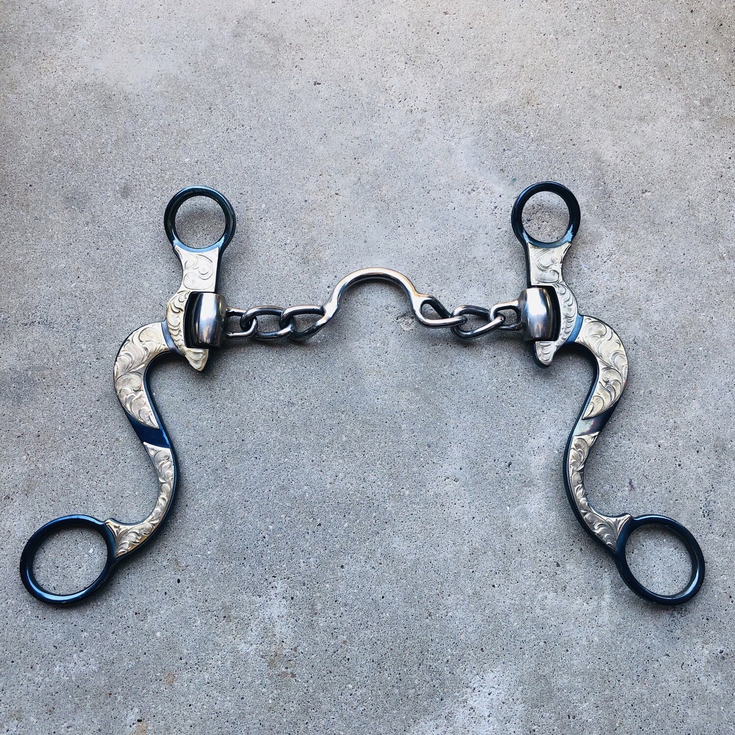 Long Shank with Ported Chain Bit Blue Steel