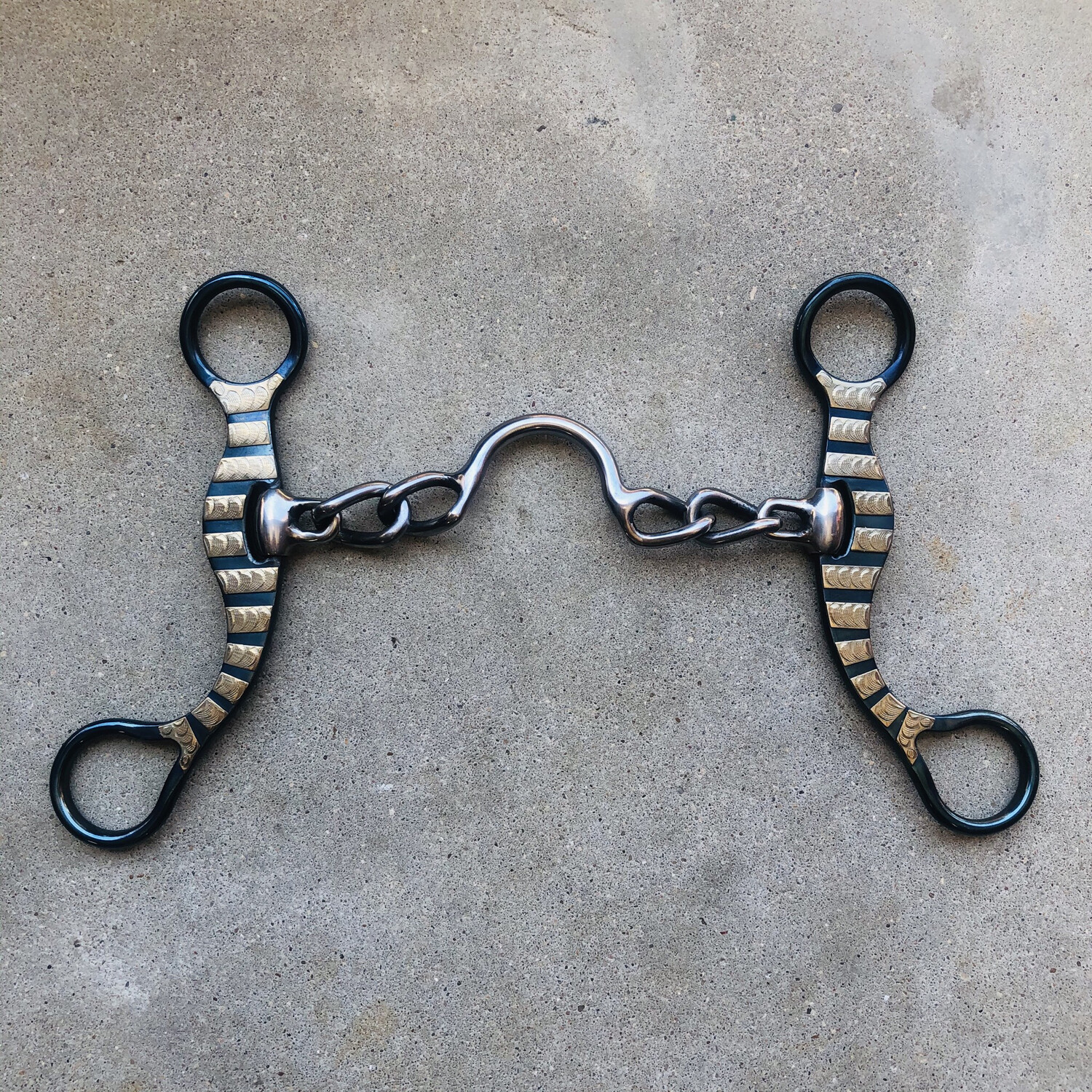 Short Shank with Low Ported Chain Bit Blue Steel